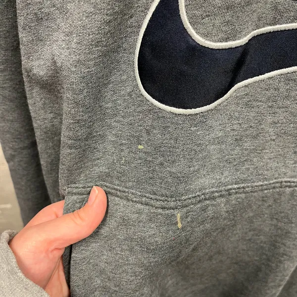 Nike Vintage Y2K Gray Embroidered Swoosh Logo Fleece Hoodie XL Gray Tag XL Gym - Image 6