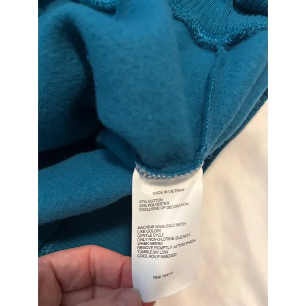 DSG Sweatshirt Mockneck Varsity Dark Teal Blue Striped Fleece NWT Medium - Image 5