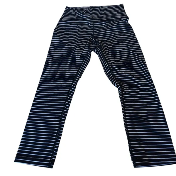 Lululemon Wunder Under Crop Stripe Luon High Rise Yoga Leggings Size 4 6 Women - Image 12