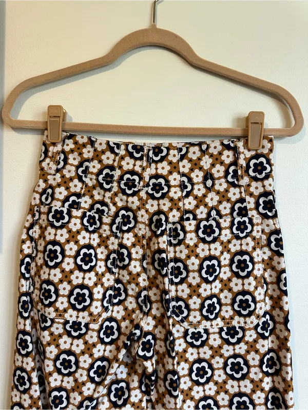 Anthropologie Maeve Colette Cropped Wide Leg Pants Mod Floral Womens 25 - Image 7