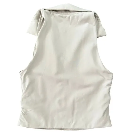 Babaton‎ Size Small Sculpt Knit Polo Top Beige Sleeveless V-Neck Crop Top - Image 6