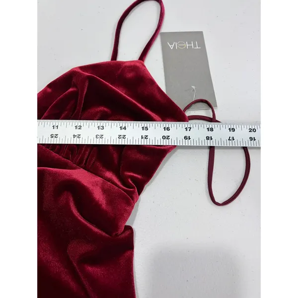 THEIA Burgundy Velvet Spaghetti Strap Mermaid Trumpet Gown‎ NWT Size 8 $495 - Image 11