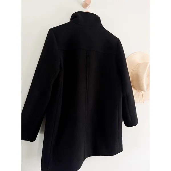 J.Crew Factory | City Coat with Button Neck Black Wool Blend | Sz 10P - Image 8