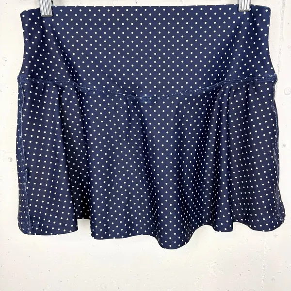 Smith & Quinn Anne Skort Wide Waistband Stretch Navy Blue Polka Dot Size Medium - Image 4