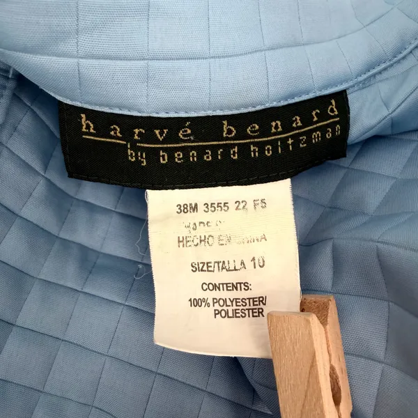 Harve Bernard Jacket Womens 10 Blue Quilted Button Up Cuff Sleeves - flaws/read - Image 3