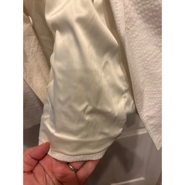 Banana Republic Womens White Seersucker Double‎ Breasted Blazer Jacket Size 14 - Image 9