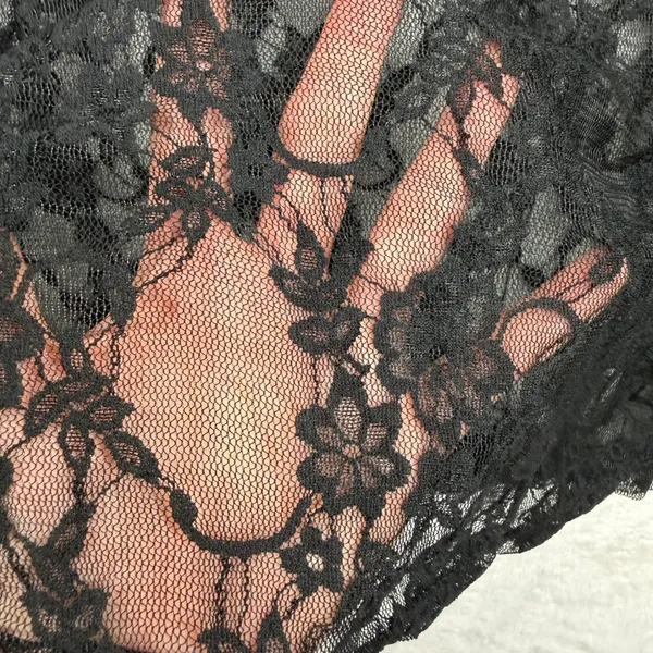 Whimsigoth Large Top Sheer Black Floral Lace Long Sleeve Scoop Neck Coquette - Image 3