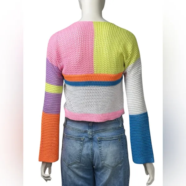 Unbranded Colorblock Colorful Women's Crochet Sweater - Image 4