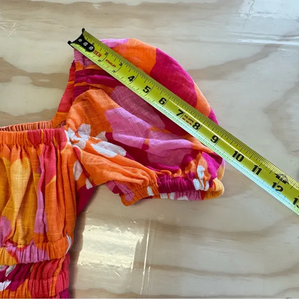 SABO Australia Floral Puff‎ Sleeve Summer Mini Dress Sz 4 Pink Orange - Image 11