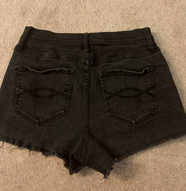 Abercrombie High Waisted Black Jean Shorts - Image 2