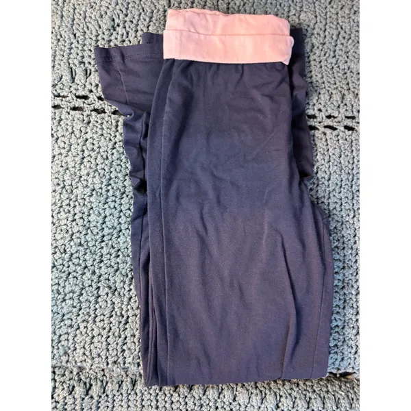 Navy Blue Pink Fold Over Waistband Flare Yoga Pants Small Style 84809J - Image 9