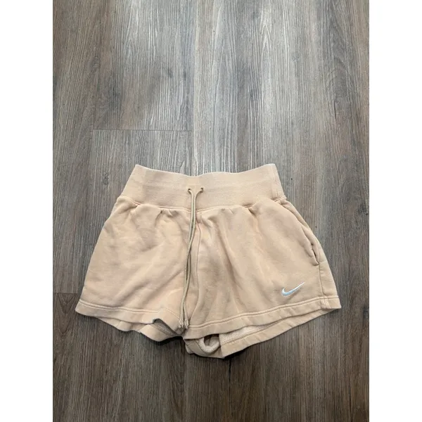 Nike Sportswear Phoenix Fleece High Rise Shorts Tan Beige Womens Small 4015 - Image 2