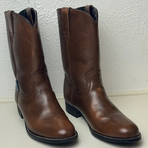 Acme Womens Brown Leather Roper Western Boots Round Toe Made in Mexico 4.5 D - Image 2