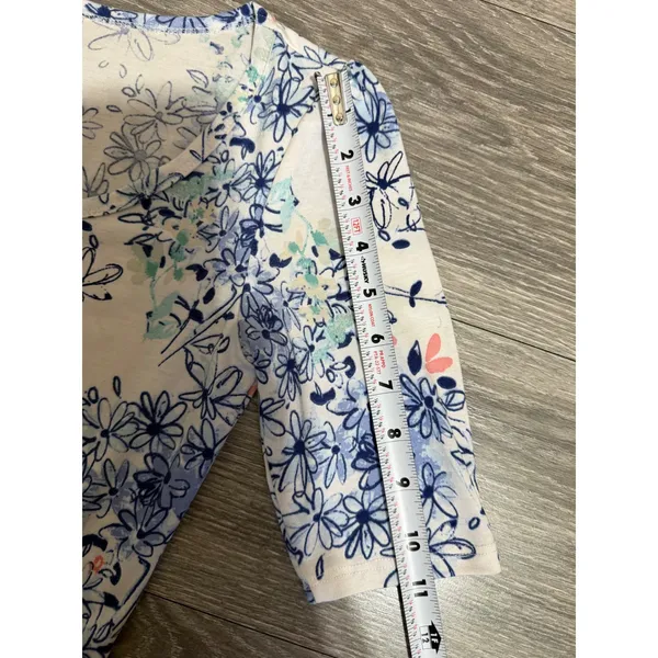 LuLaRoe Ana‎ Maxi Dress XS Blue Floral Short Sleeve Scoop Neck Cottagecore Boho - Image 9