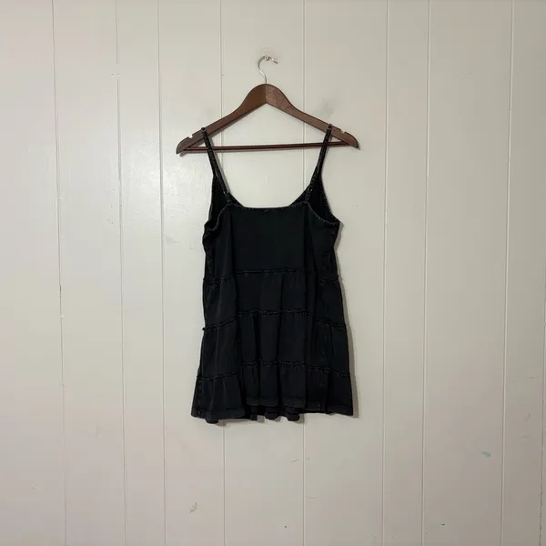 By Anthropologie Charcoal Washed Tiered Cami Tank Top Size S Boho Babydoll - Image 3