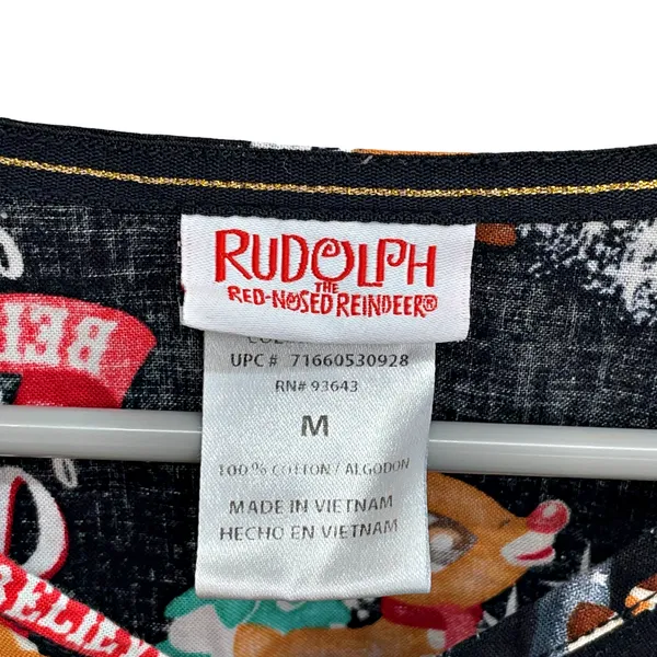 Rudolph the Red Nose Reindeer Don't Believe Me Just Watch Christmas Scrub Top M - Image 4