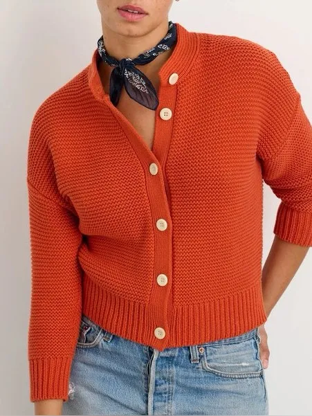 Alex Mill Nico Orange Paprika Button Up Cardigan Sweater Top - Image 2