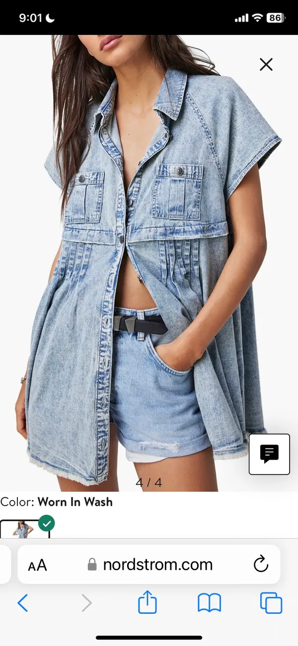 Free People Ronnie Denim Mini Shirtdress - Image 5
