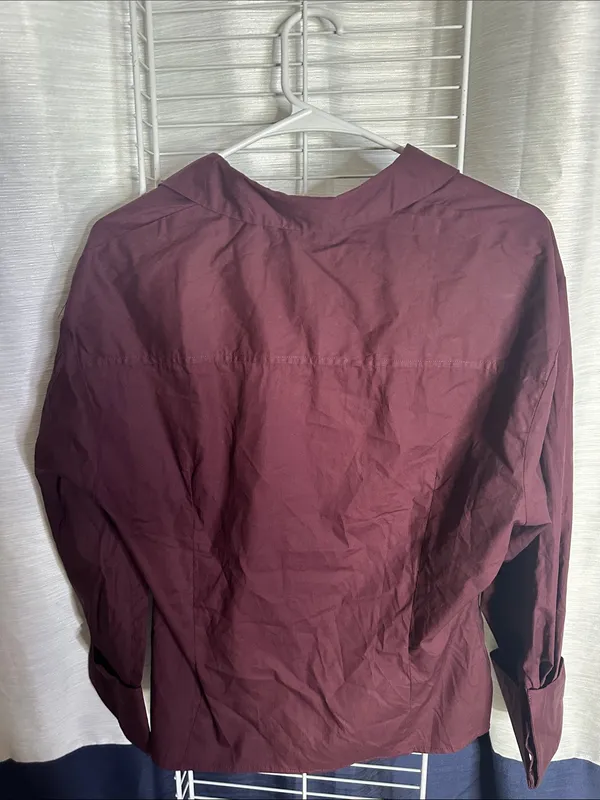 Cider Women's Deep Wine Deep V with two Button closure Collared Shirt - Image 4