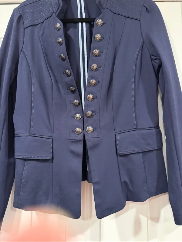 White House Black Market Navy Military-Style Double-Button Blazer‎ est large - Image 2
