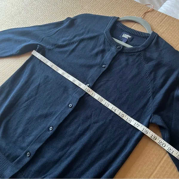 NEW Land’s End Classic Cardigan sweater, navy blue, size S, relaxed fit - Image 3