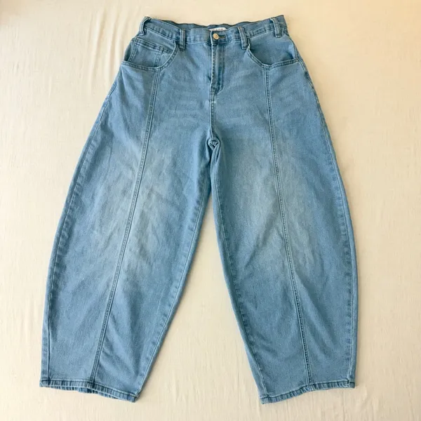Zigoss Seam Detail Barrel Leg Jeans Women 7/28 Blue - Image 2