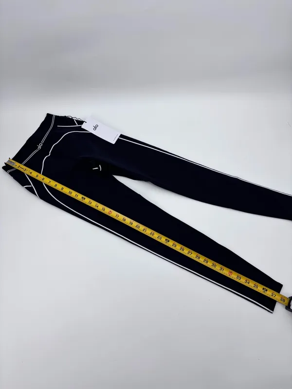 ALO Yoga Black Leggings with White Piping - Image 11