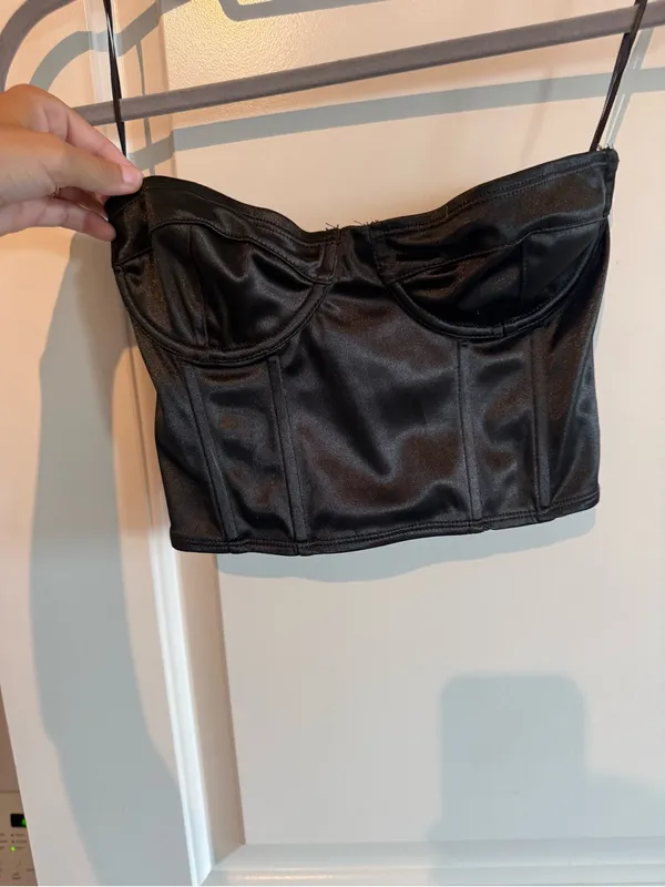 Edikted Black Satin Corset Bustier Top Size M - Image 2