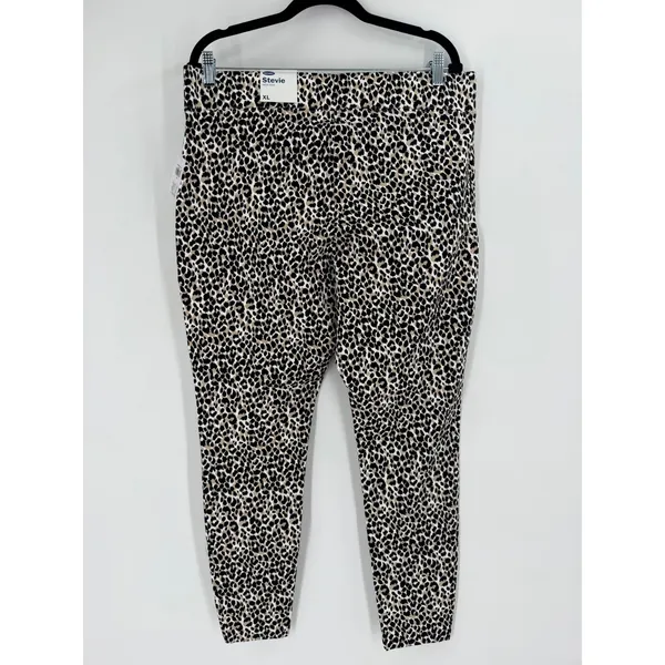 NWT Old Navy Stevie Pants Women XL Leopard Print High Rise Ponte Pintucked‎ - Image 15