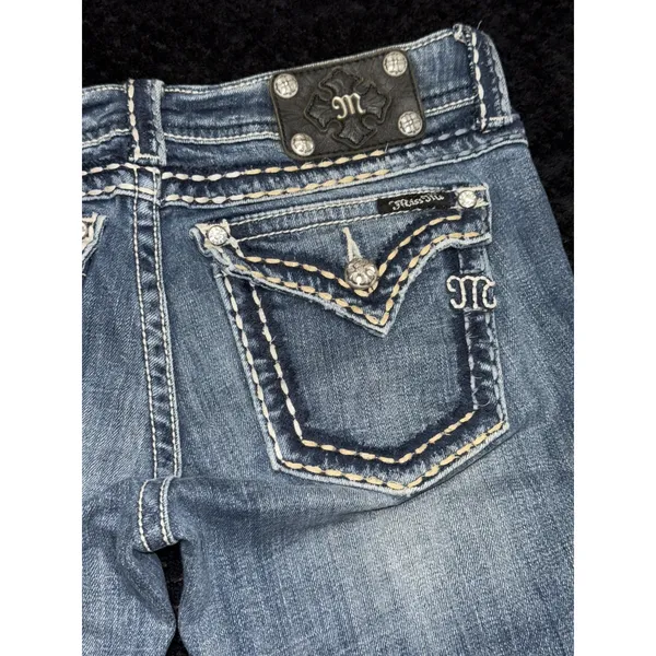 Miss Me Womens Bootcut Jeans Medium Wash Embroidered Studded Mid Rise Sz 29 - Image 10