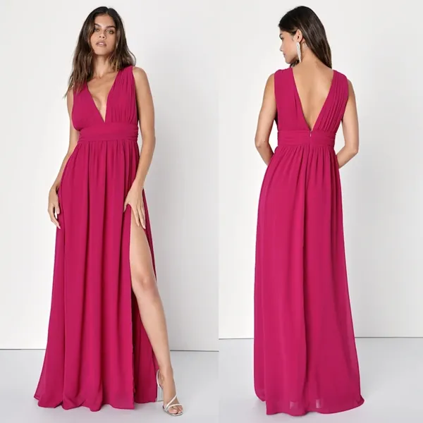 NWT Lulus Heavenly Hues Magenta Maxi Dress Bridesmaid Gala Wedding Holiday Sz L - Image 2