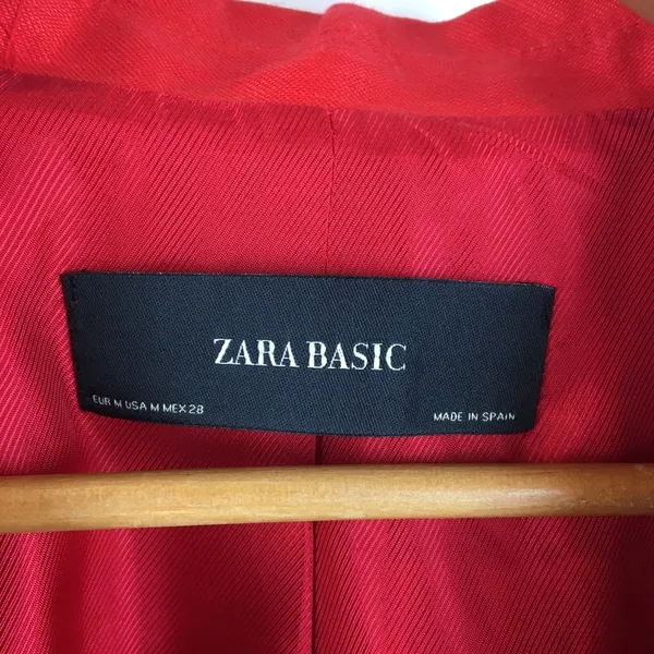 Zara Linen Blend Red Oversized Boyfriend Jacket Blazer M - Image 10