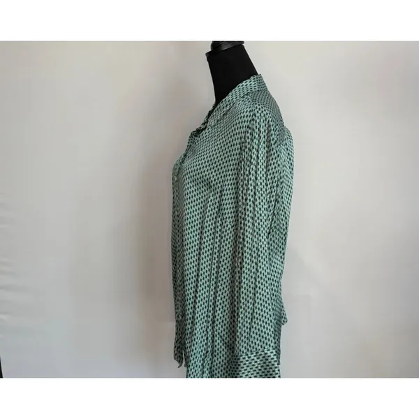 J. Jill Womens XL Green Geometric Print Button-Down Blouse 55% Viscose 45% Rayon - Image 4