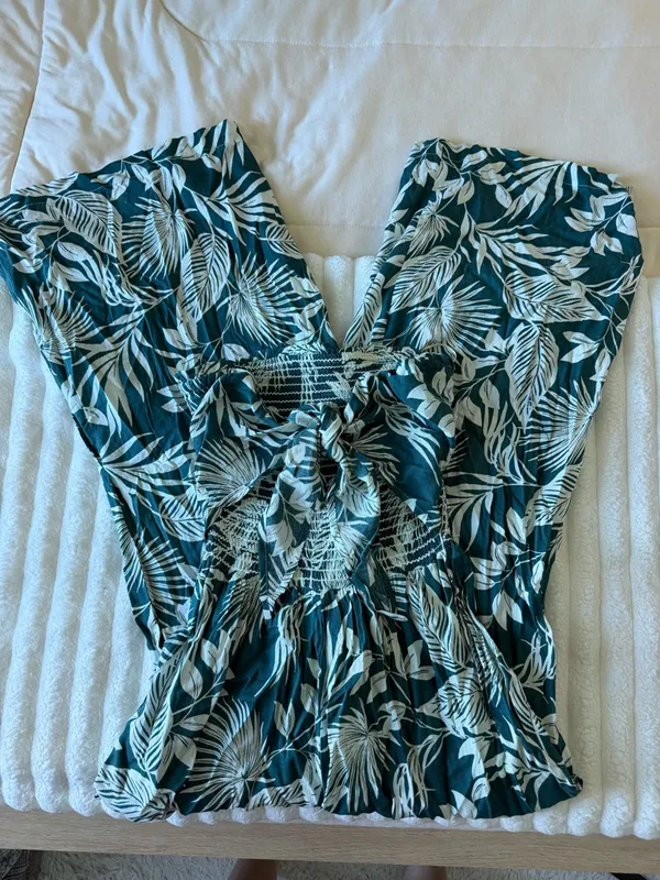 Patrons of Peace Hacienda Teal Tropical Strapless Jumpsuit - Image 5