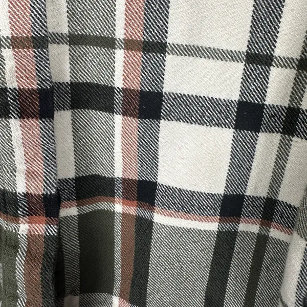 Madewell Flannel Bromley Plaid Shirt Womens Size XS‎ Green Cream Cotton Buttons - Image 6