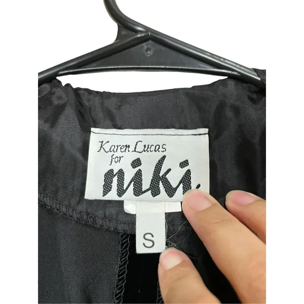 Vintage Karen‎ Lucas For Niki Black Velvet Swing Coat Size S - Image 6