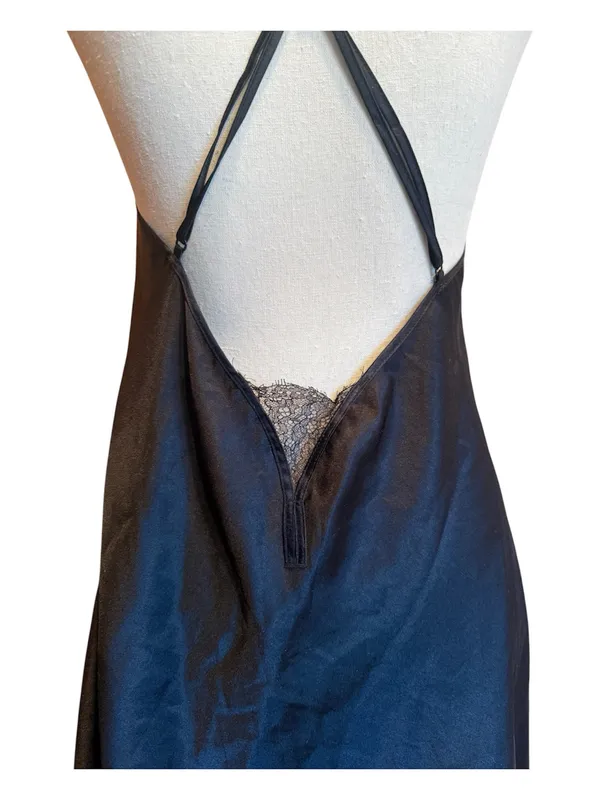 Victoria’s Secret Lace Trim Black Slip Dress sheer lingerie adjustable straps M - Image 6