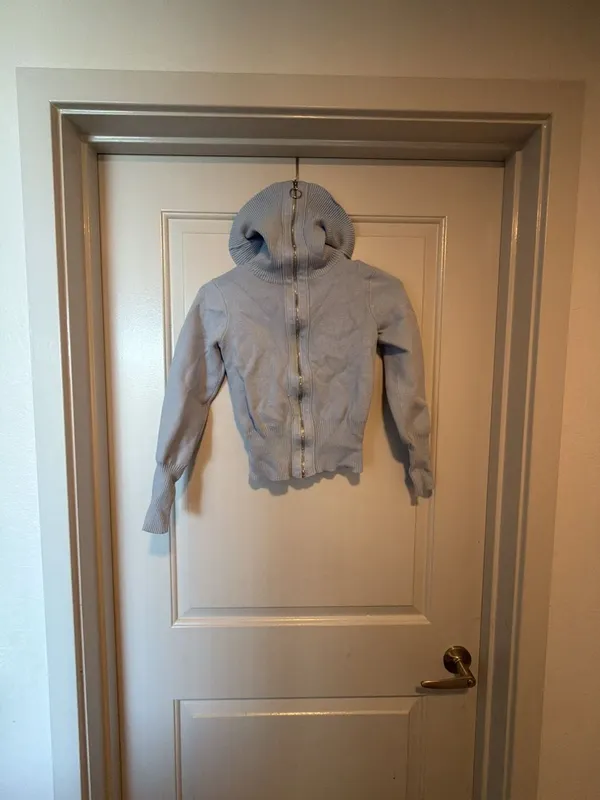 Magaschoni Light Blue Full Zip Ribbed Turtleneck Sweater - Image 2