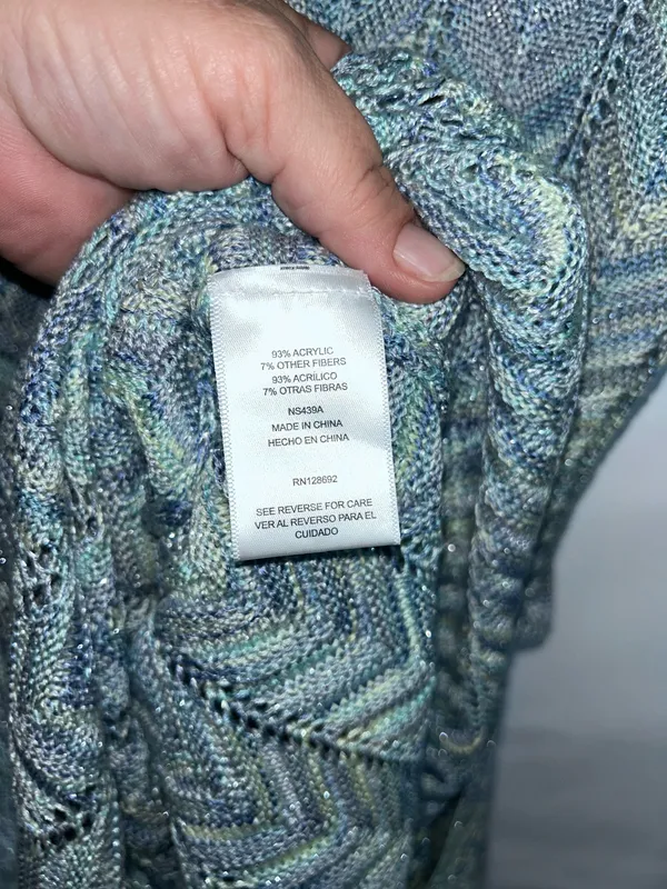 Madden NYC Size Small Blue Green Metallic Chevron Knit Maxi Dress - Image 8