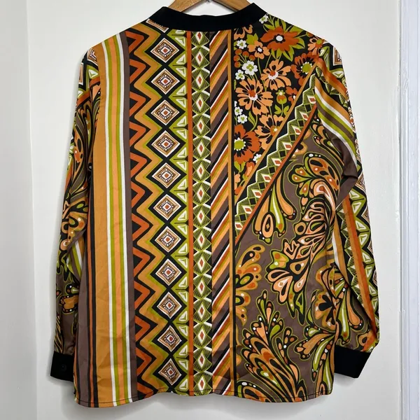 Vintage Bob Mackie Wearable Art Blouse Women’s Size Medium Mandarin Collar Retro - Image 6