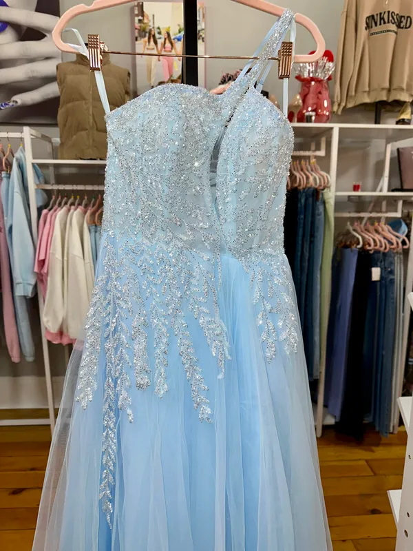 PromGirl Gorgeous Baby Blue Sequin Formal Gown - Image 6
