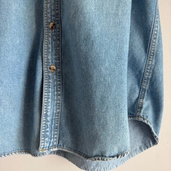 Vintage 90’s Sunbelt Sportswear Indiana University Button Down Denim Shirt Med - Image 6