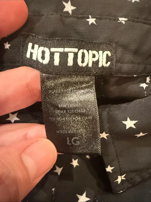 Hot topic sheer button down black with stars blouse size large . - Image 5