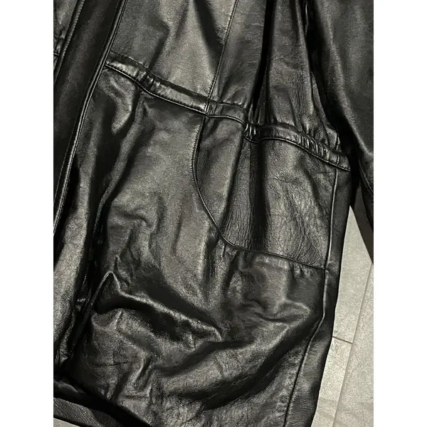 Images By Damselle Black‎ Leather Coat Vintage Women's Sz XL -200 - Image 6