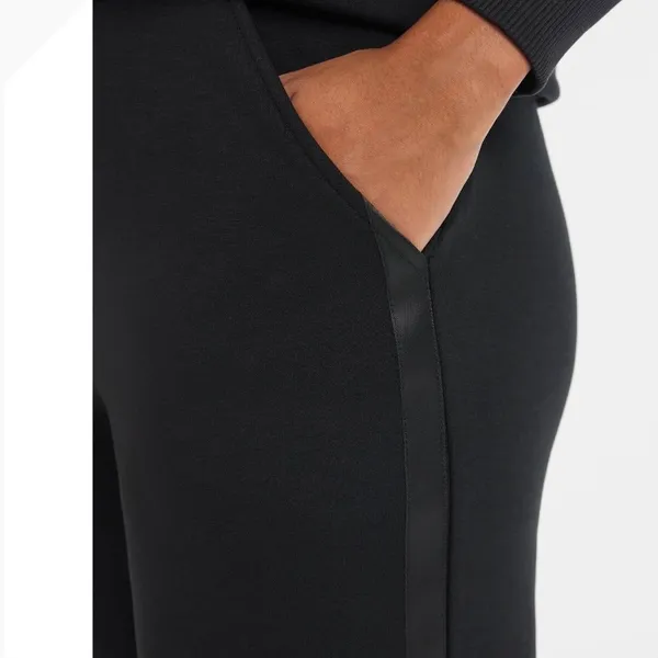 Avia Womens Black Wide Leg Fleece Pants Satin Side‎ Stripe High Rise Small NWT - Image 8