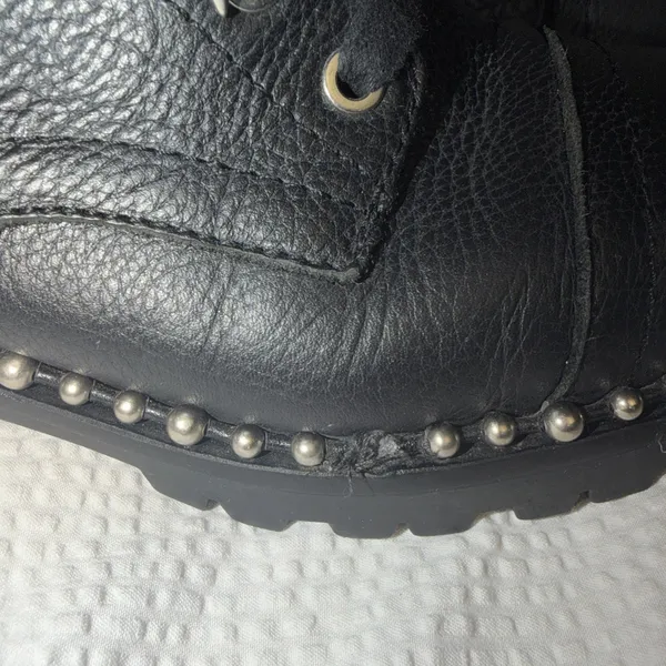 Sam Edelman Jennifer Studded Combat Boots Zip Up Laces Black Leather Women's 8 - Image 6