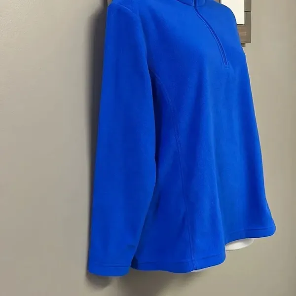 Land’s End Royal Blue 1/4 Zip Long Sleeve Mock Neck Fleece Pullover-Lrg/P 14-16 - Image 5