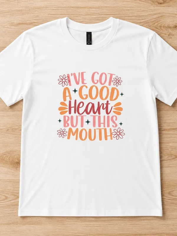 Graphic Tee "I've Got a Good Heart But This Mouth" - White Size XL NWT - Image 2