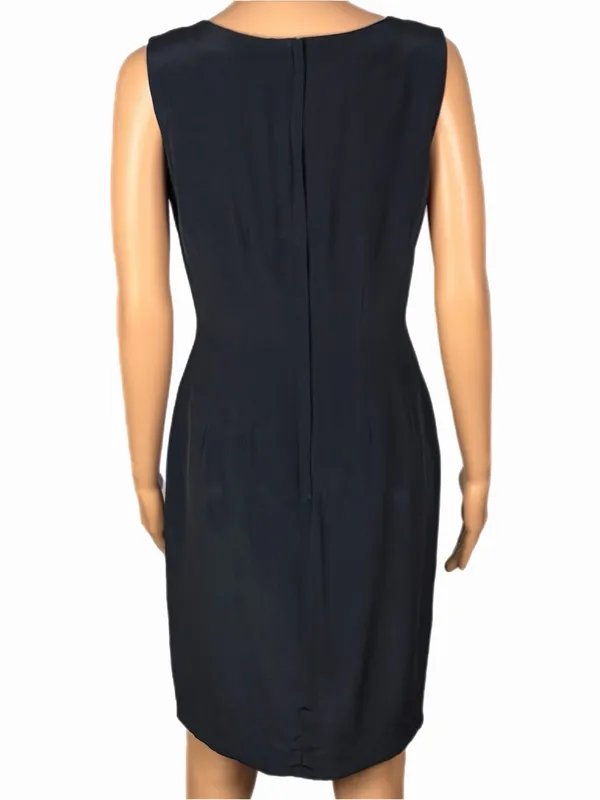 HUGO BUSCATI Milano Vintage Black 100% Silk Sleeveless Little Black Dress Size 8 - Image 5