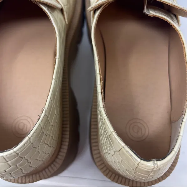 Urban Outfitters Boca Croc Lug Platform Loafers Cream Womens 9 Gold Bit Y2K - Image 10